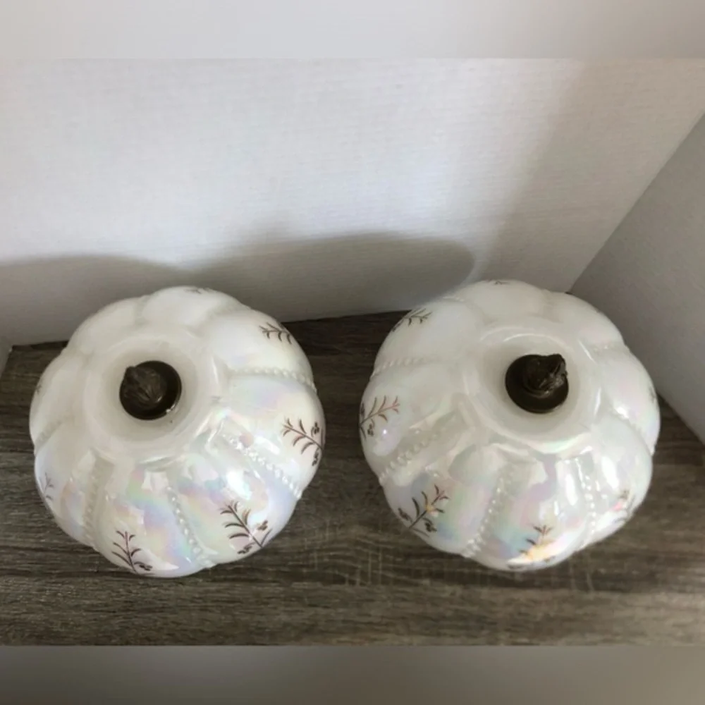 Vtg Pearlescent Globe Light Shades